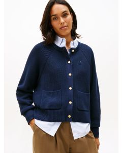 Gold-Tone Button Relaxed Cardigan